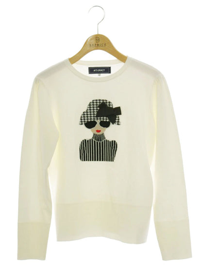 エムズグレイシー 女の子モチーフニット 418541 40 ホワイト ITBWQZVQNIWL