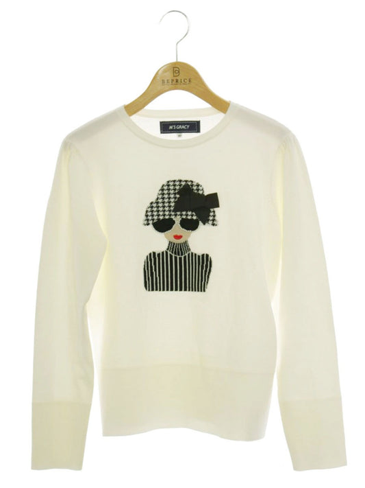 エムズグレイシー 女の子モチーフニット 418541 40 ホワイト ITBWQZVQNIWL