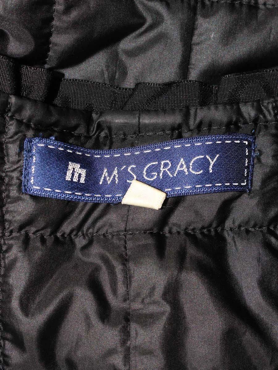 エムズグレイシー 024518 ジャケット 38 ブラック ナイロン パール ITT9OG6XWHR4