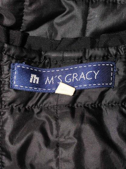 エムズグレイシー 024518 ジャケット 38 ブラック ナイロン パール ITT9OG6XWHR4