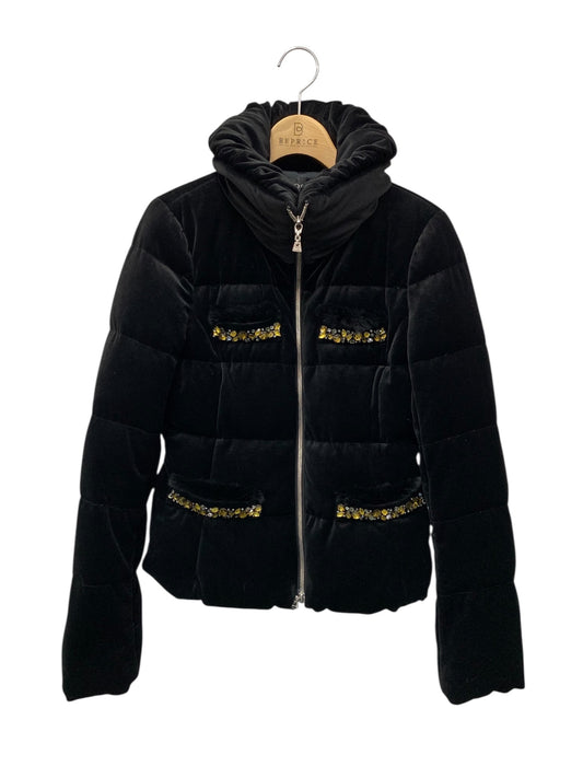 エポカ KA107-057-09 ダウンジャケット 40 ブラック ビジュー ベロア ITJ27FL8YT18