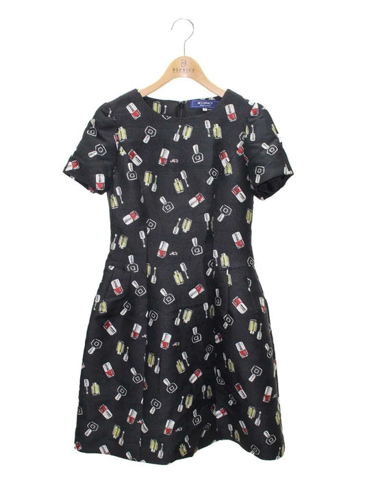 エムズグレイシー 811532 ワンピース 36 ブラック マニキュア柄 ITL2XIT3780S