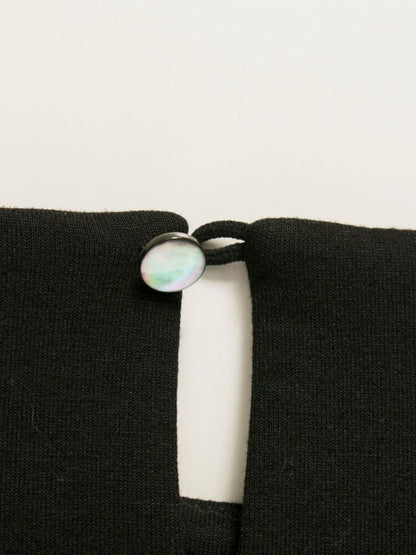 エムズグレイシー 015702 トップス 38 ブラック スウェット生地 フラワー オーガンジー 刺繍 ITJ73SFR6X9S