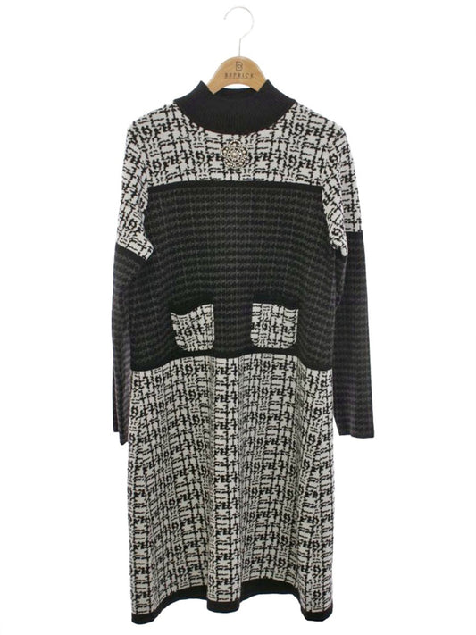 スーパービューティー ワンピース 42 ブラック ニット パール ラインストーン IT0WVSQO6OPA