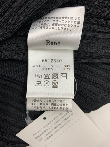 ルネ 6512830 カーディガン 38 ブラック リブ パールボタン ITLIBURV0U30