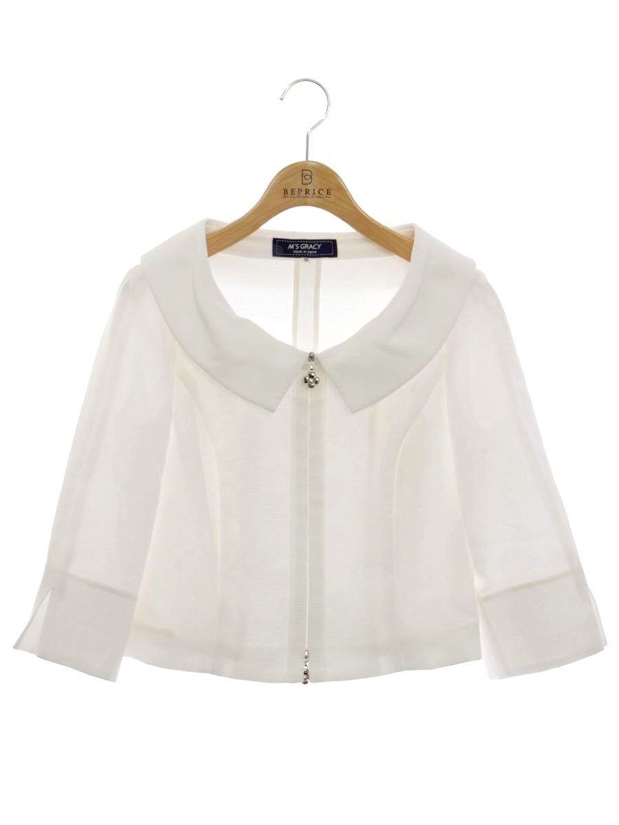 エムズグレイシー 724315 ジャケット 36 ホワイト カメリアジップ IT1XQON1LCF0