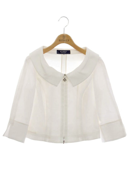 エムズグレイシー 724315 ジャケット 36 ホワイト カメリアジップ IT1XQON1LCF0