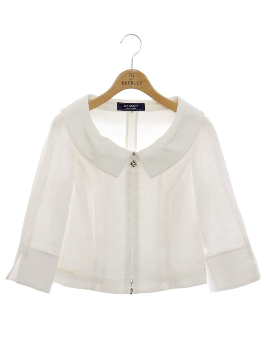 エムズグレイシー 724315 ジャケット 36 ホワイト カメリアジップ IT1XQON1LCF0