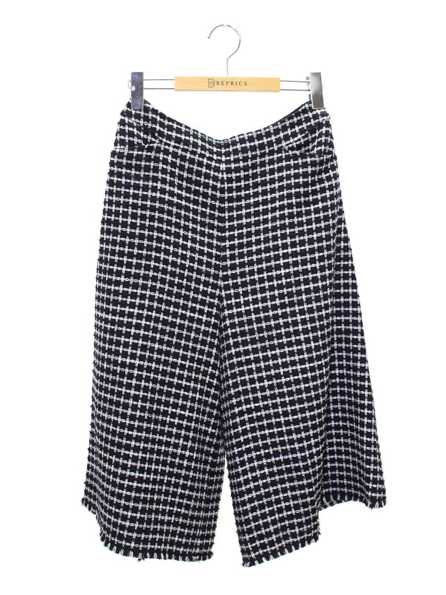 エムズグレイシー 216308 パンツ 38 ブラック/ホワイト サマーツィ—ド キュロット ITENXRB8RVGG