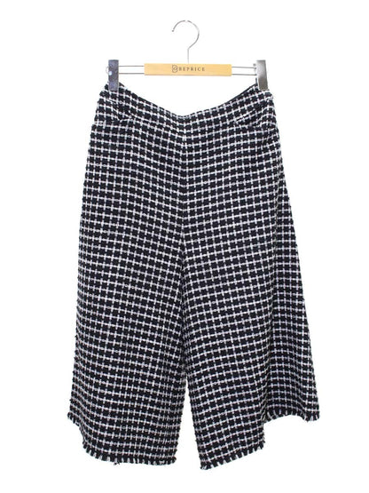 エムズグレイシー 216308 パンツ 38 ブラック/ホワイト サマーツィ—ド キュロット ITENXRB8RVGG