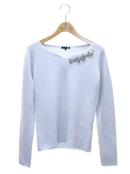 トゥービーシック W5N09-627-20 ニット 40 ブルー Vネック ビジュー IT098FU5GFCO