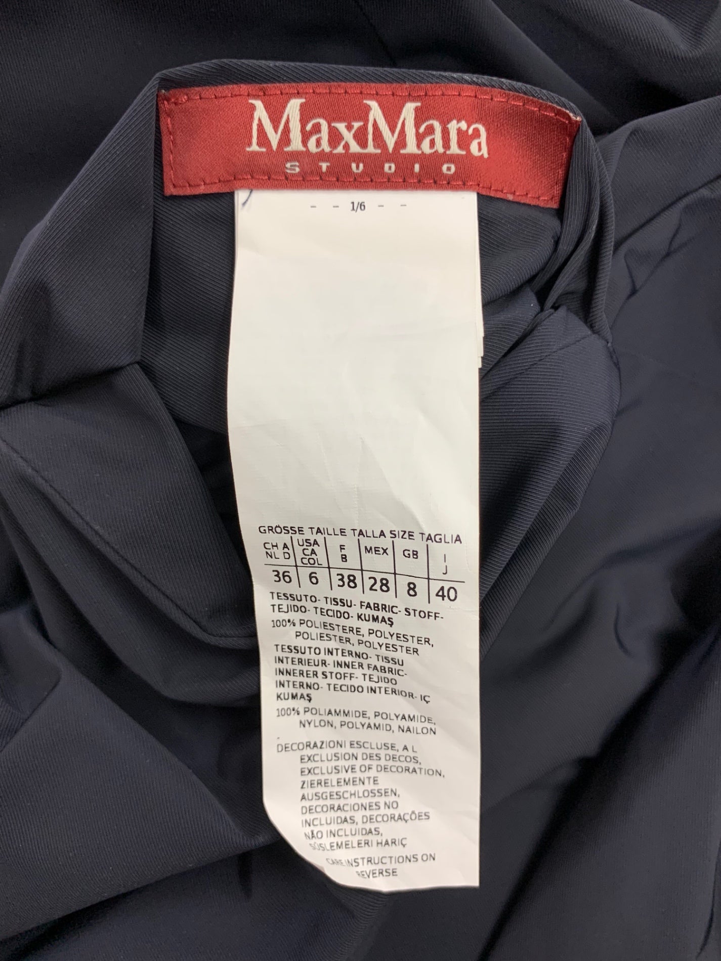 マックスマーラステュディオ 602104826 コート 40 ネイビー ナイロン リバーシブル ラインストーン ITBH1FII9OV4