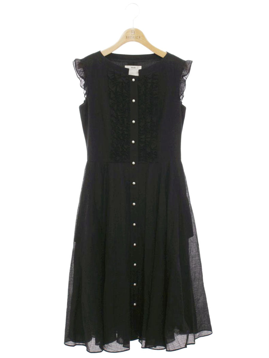 ルネ 5936320 ワンピース 34 ブラック ノースリーブ ワンピースドレス パール フリル ITGPY2BAAJ4C 【SALE】