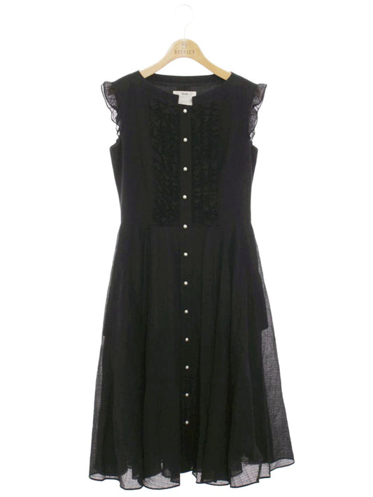 ルネ 5936320 ワンピース 34 ブラック ノースリーブ ワンピースドレス パール フリル ITGPY2BAAJ4C 【SALE】