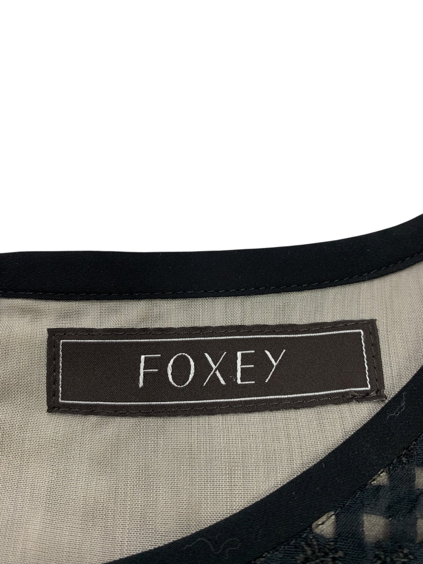 フォクシーブティック Dress Lgende 44361 ワンピース 40 ブラック クルーネック バックジップ チェック ITWMBF0OED3C