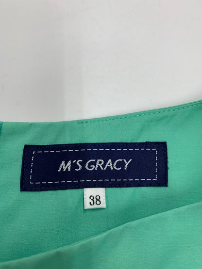 エムズグレイシー 裾刺繍タックワンピ―ス 411349 38 グリーン IT24K4RCW7PC