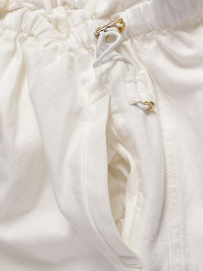 グレースクラス ドロストセミワイド 02222 11092-00 パンツ 36 ホワイト ギャザー IT0V3EQVN1YW