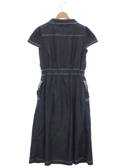 エムズグレイシー パールボタンデニム 211329 ワンピース 40 ネイビー フロントボタン ITVPN78F8VHW
