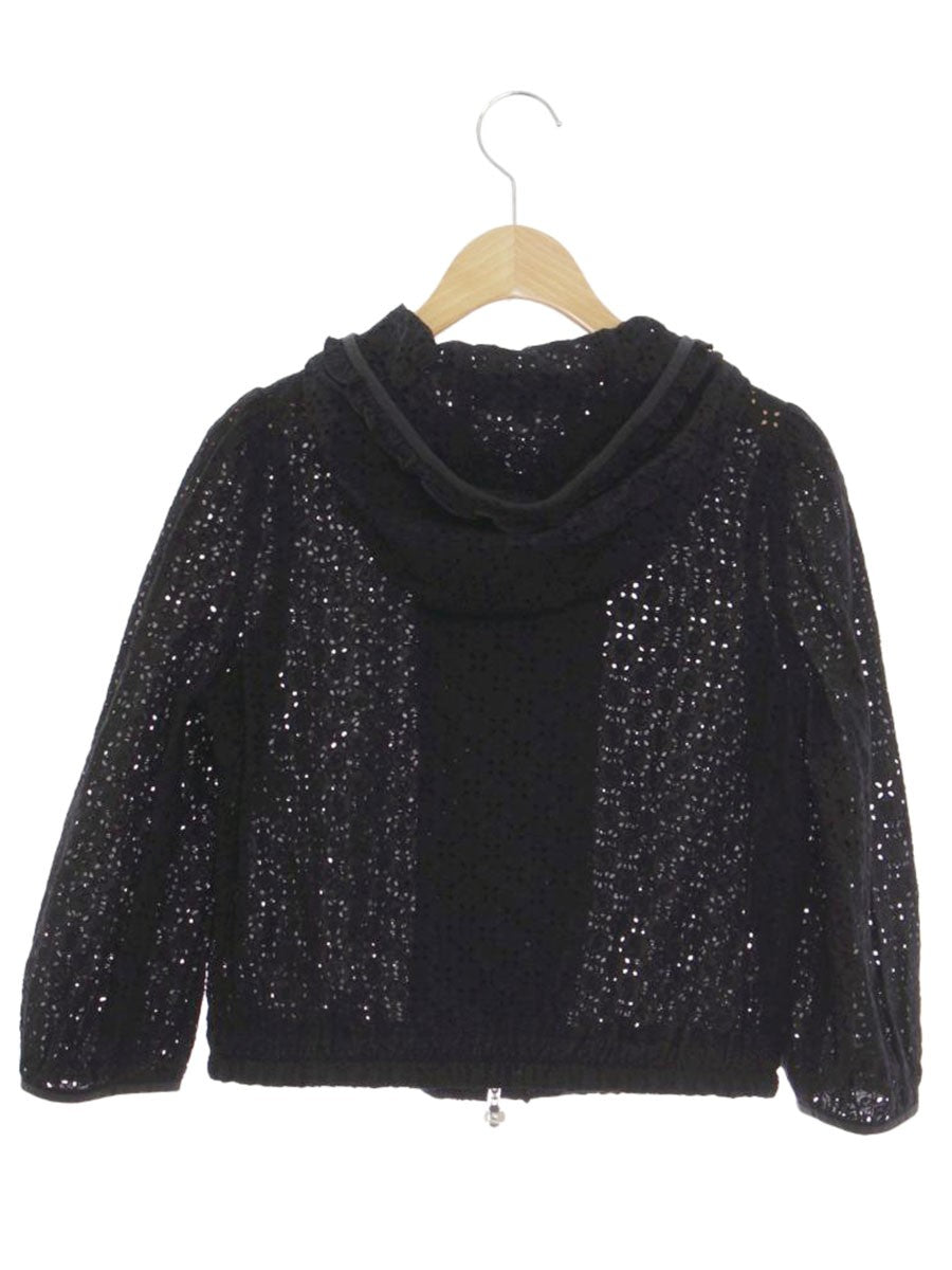 エムズグレイシー 314312 ジャケット 38 ブラック ダブルジップ フラワー刺繡 フード IT6F0V2BPCIA