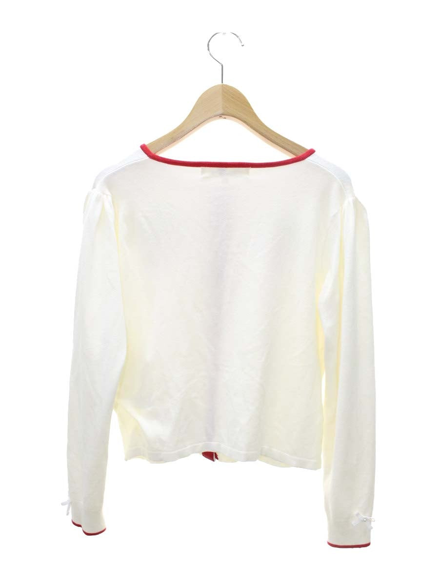 スーパービューティー カーディガン 42 ホワイト ニット  チェリー フラワー刺繍 ストーン付き ITSS3RFEINX4