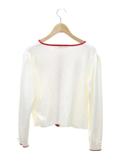 スーパービューティー カーディガン 42 ホワイト ニット  チェリー フラワー刺繍 ストーン付き ITSS3RFEINX4