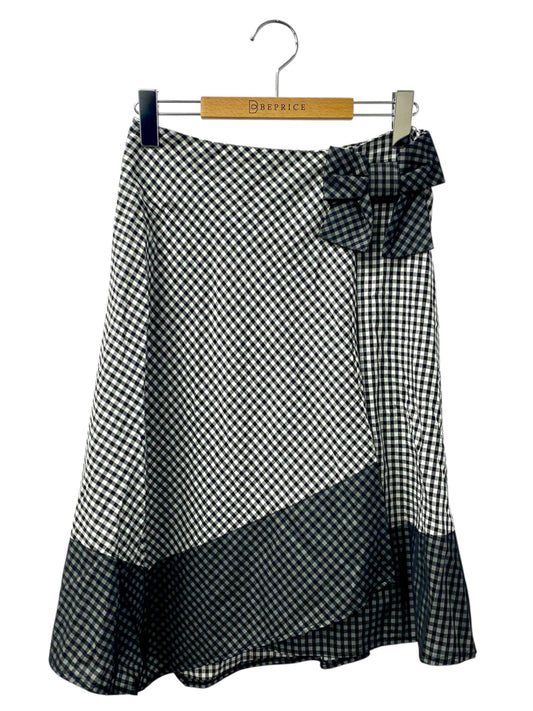 エムズグレイシー 917131 スカート 38 ブラック チェック リボン ITFQP0FS8AOS