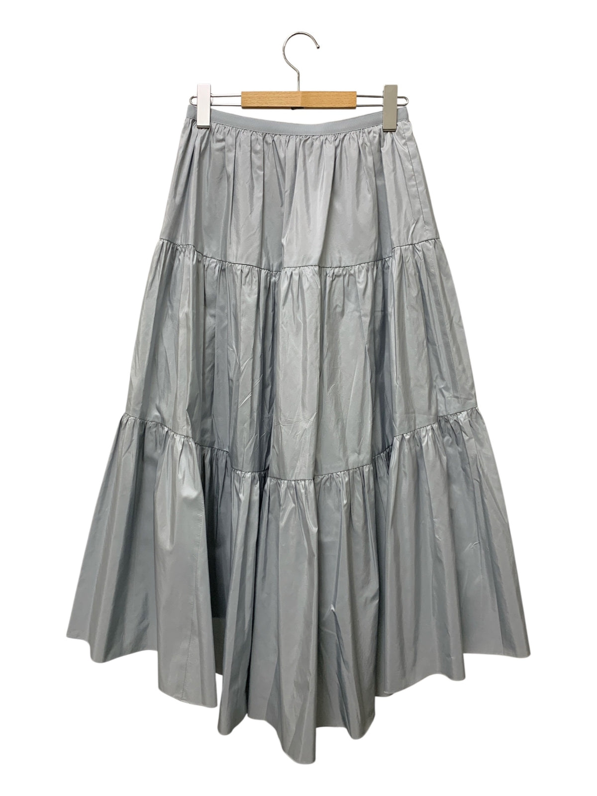 フォクシー FOXEY 43712 Skirt Paefait ティアード ロングスカート 38 ライトブルー ITLXLJW8F408