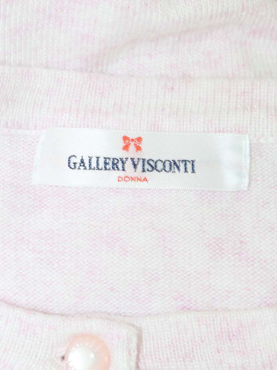 ギャラリービスコンティ 1472395-16 カーディガン 2 ピンク カットワーク フラワー ビーズ IT031Y296LP6 【SALE】