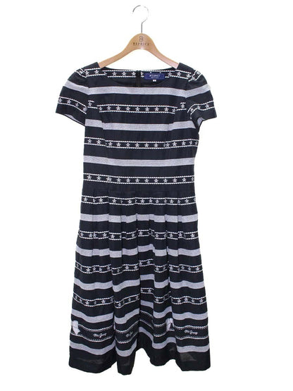 エムズグレイシー フラワーxリボン入りボーダージャガードワンピース 311302 40 ダークグレー IT0SBC2ASR9Y