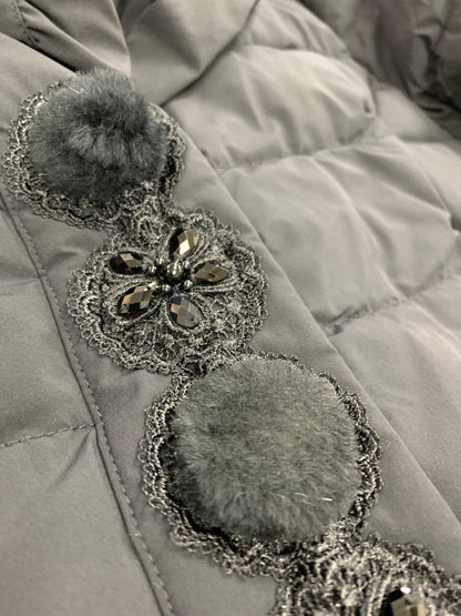 スーパービューティー ダウンジャケット 38 ブラック ビジュー レース ITGMS9XSSIJO