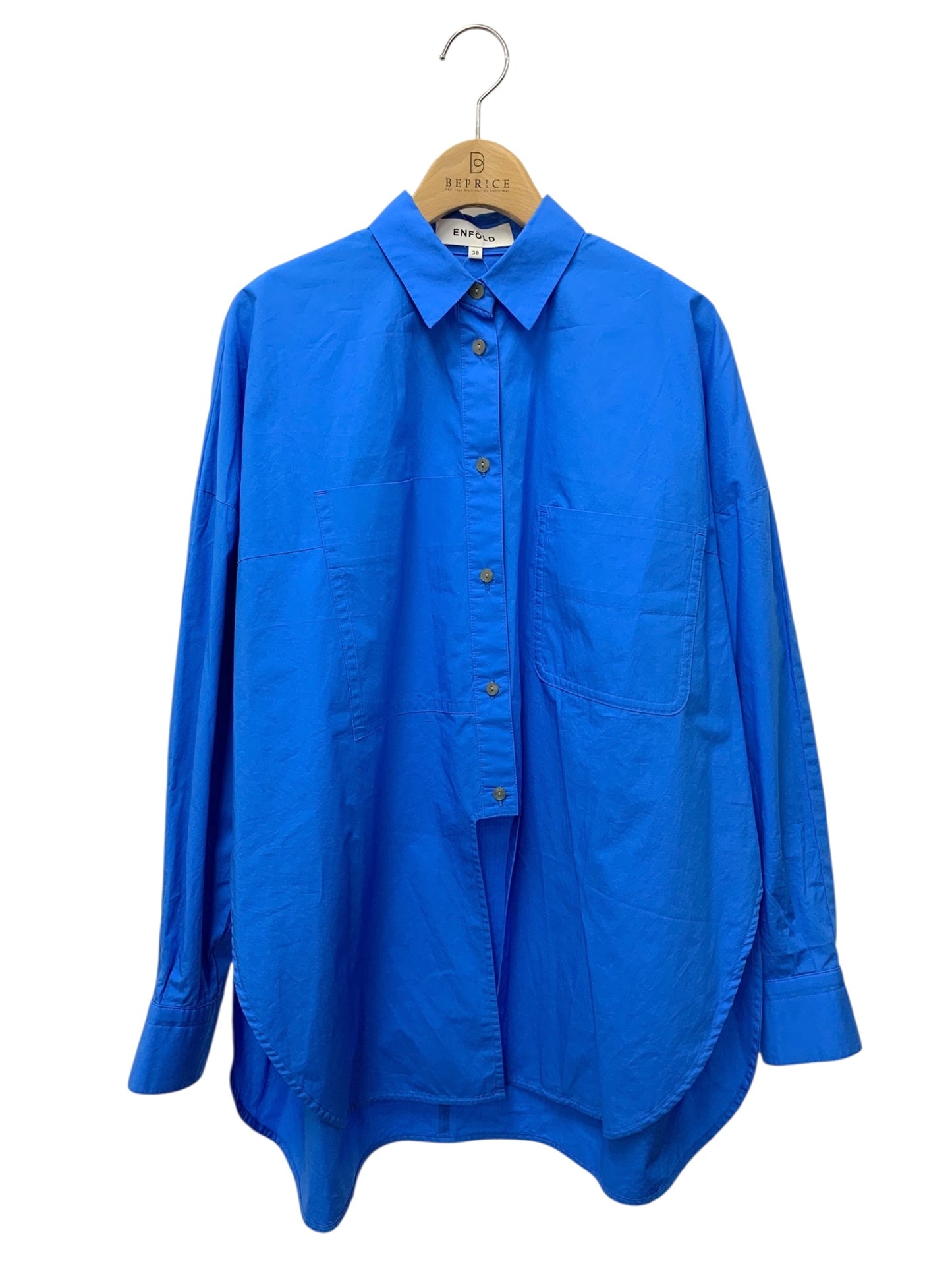 エンフォルド ROUND-SLIT SHIRT 300GS230-0260 シャツ 38 ブルー コットン ラウンドスリット ITD7CX4G0UZI