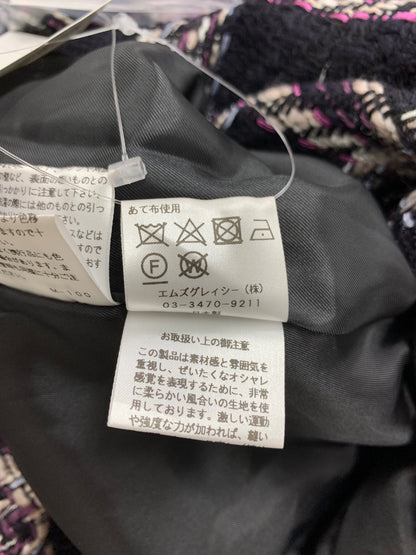 エムズグレイシー 019518 コート 38 ネイビー ツイード チェック柄 ITRNC4TGHRNW 【SALE】