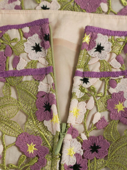 トッカ SKTOHW0310 スカート 0 グリーン/パープル フラワーモチーフ 刺繍 ITH6IAHY2EDG