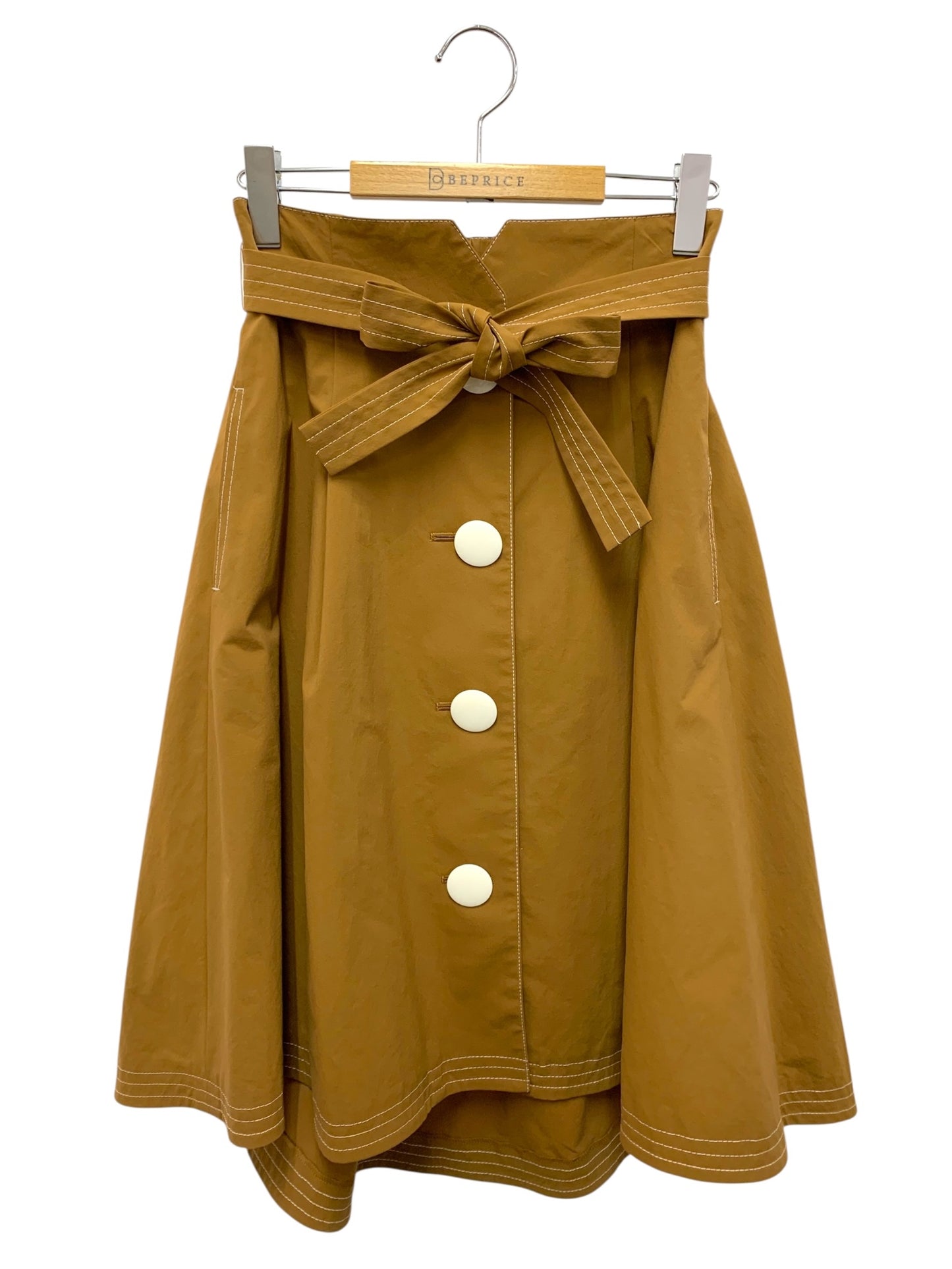 エムズグレイシー Long Tail Skirt 817349 スカート 36 ブラウン ステッチ ITXTMCUAIFVG