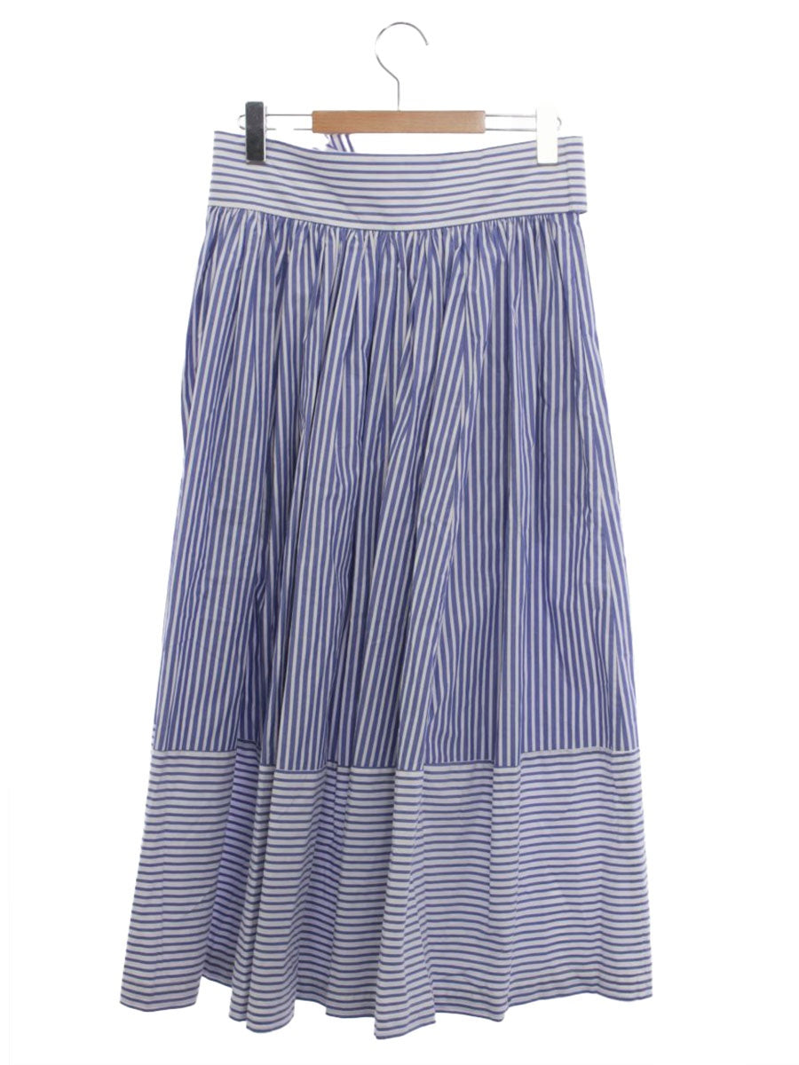 ブルックスブラザーズ コットン ストライプ ボウウエストベルト 100219438 マキシスカート 2 ブルー/ホワイト ITQXLEJY18ZG