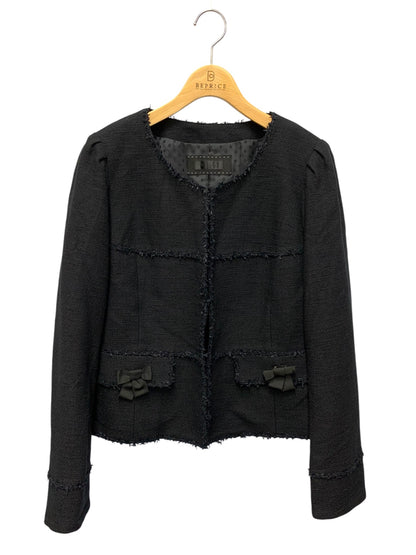 トゥービーシック W7E02-704-09 ジャケット 46 ブラック ツイード ノーカラー IT5X5PR5DXIO