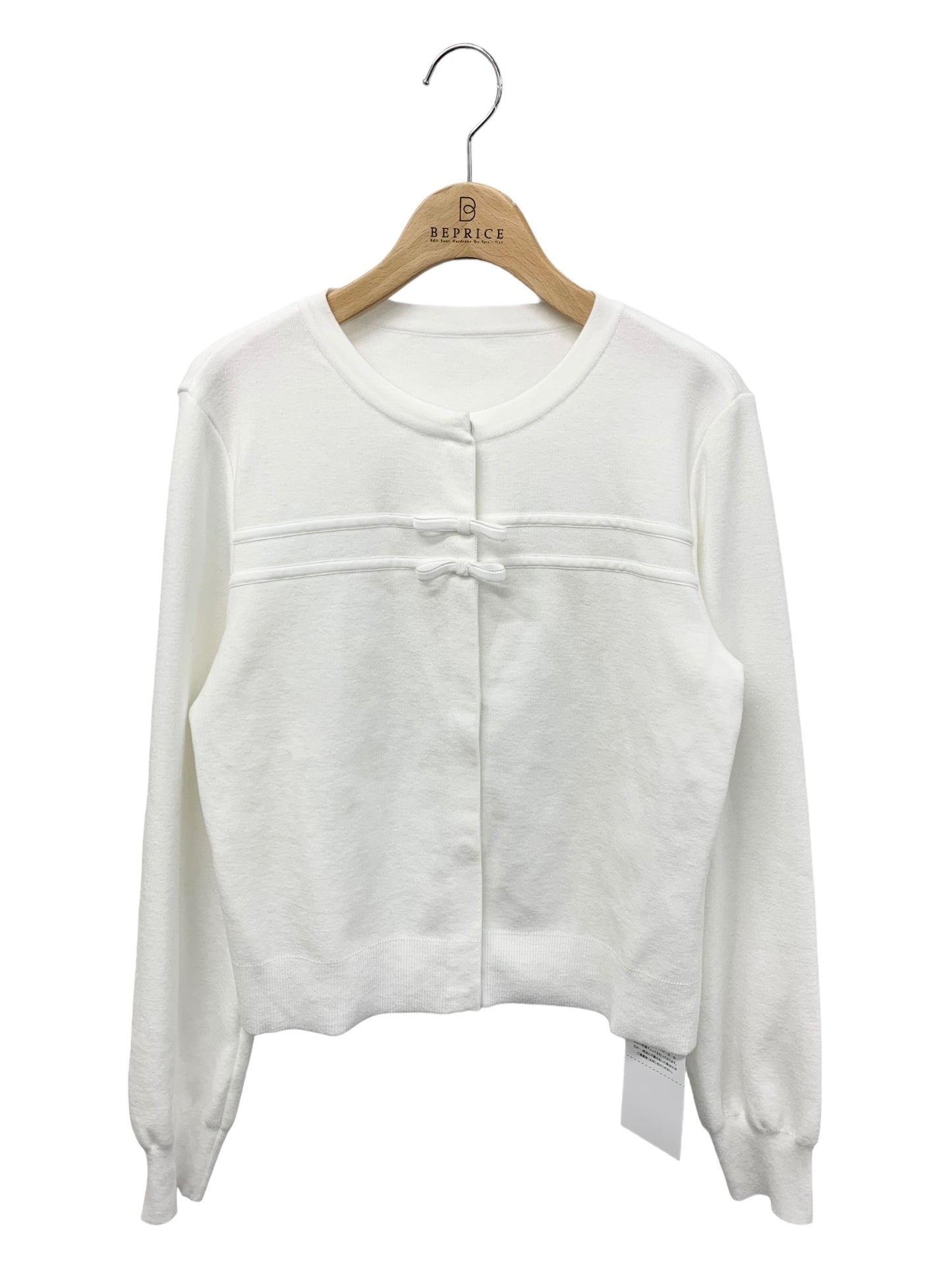 フォクシーニューヨーク Cardigan Claudie 44264 カーディガン 42 ホワイト リボン ITS0ASJJCGWI