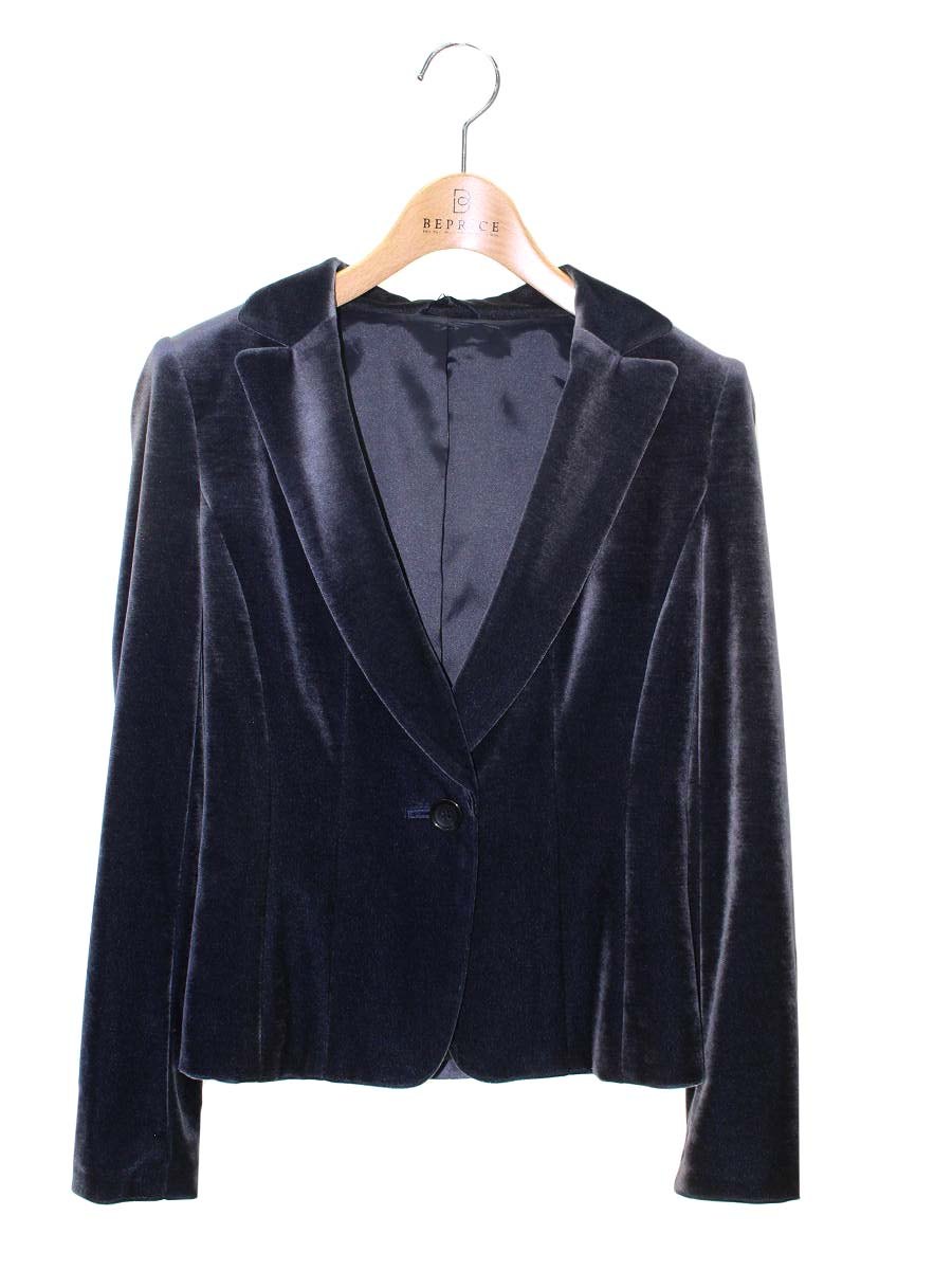 アナイ 10321-15-62-360 テーラードジャケット 36 ネイビーグリーン ベロア IT44LBMP3WGE