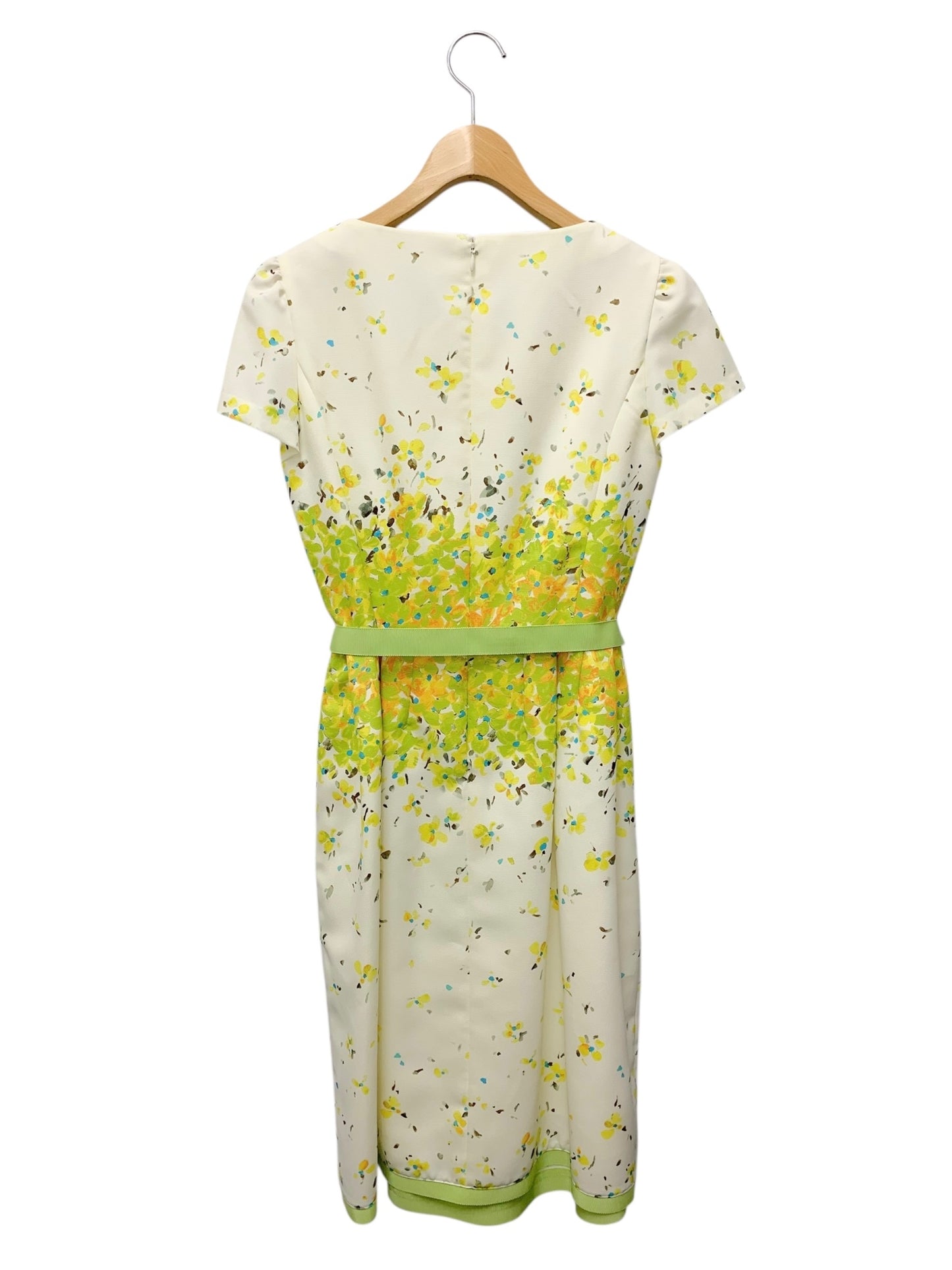 エムズグレイシー 621137 ワンピース 40 ホワイト フラワーモチーフ グログランリボン IT64GRHW1LDC