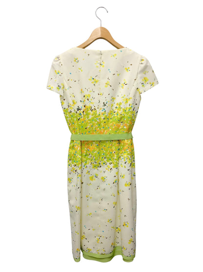 エムズグレイシー 621137 ワンピース 40 ホワイト フラワーモチーフ グログランリボン IT64GRHW1LDC