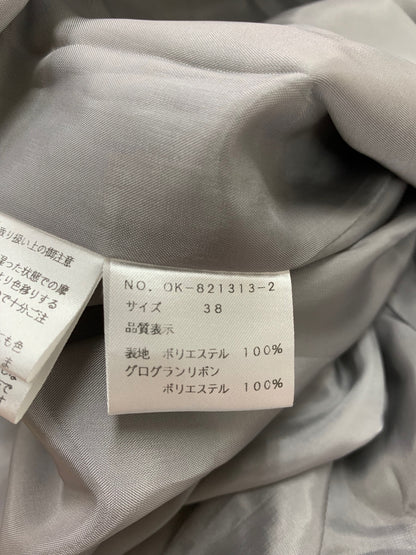 エムズグレイシー 821313 ワンピース 38 グレー バックボタン リボンコサージュ付き IT0LSBY5K6ZE