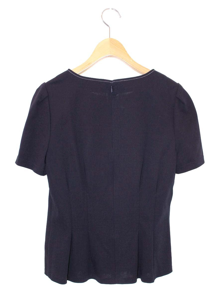 エムズグレイシー 015313 Tシャツ カットソー 40 ネイビー ステッチ リボン IT8QFXHEE4DW