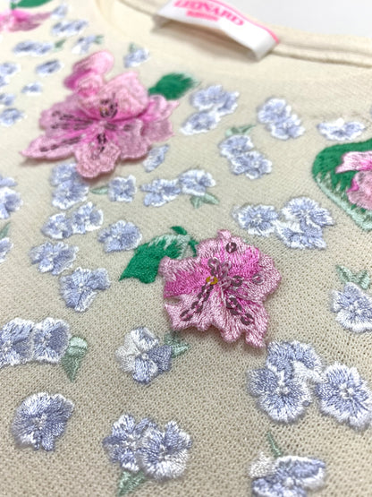 レオナールファッション 0337064 ニット セーター 4 アイボリー 刺繍 フラワーモチーフ ITB97PFI2SRK