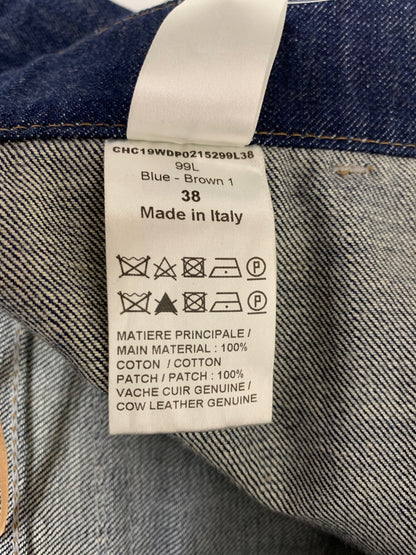 クロエ CHC19WDP0215299L38 デニムパンツ 38 ブルー プリーツポケット ロールアップ IT6DMS6ZPVTW 【SALE】