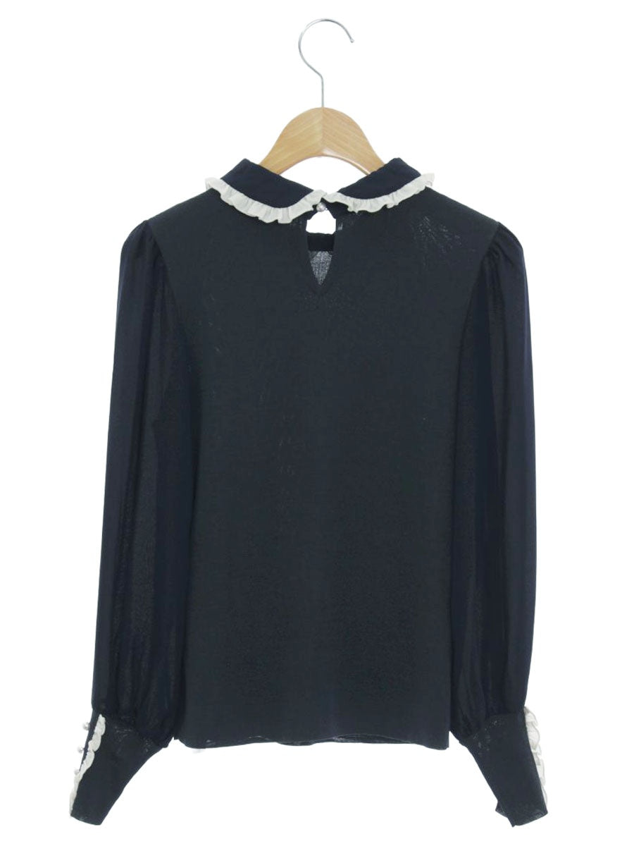 エムズグレイシー 918546 カットソー 38 ネイビー 衿フリル ITC80EX9G1J4