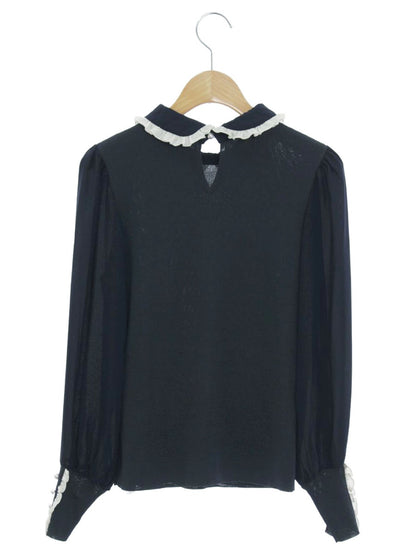 エムズグレイシー 918546 カットソー 38 ネイビー 衿フリル ITC80EX9G1J4