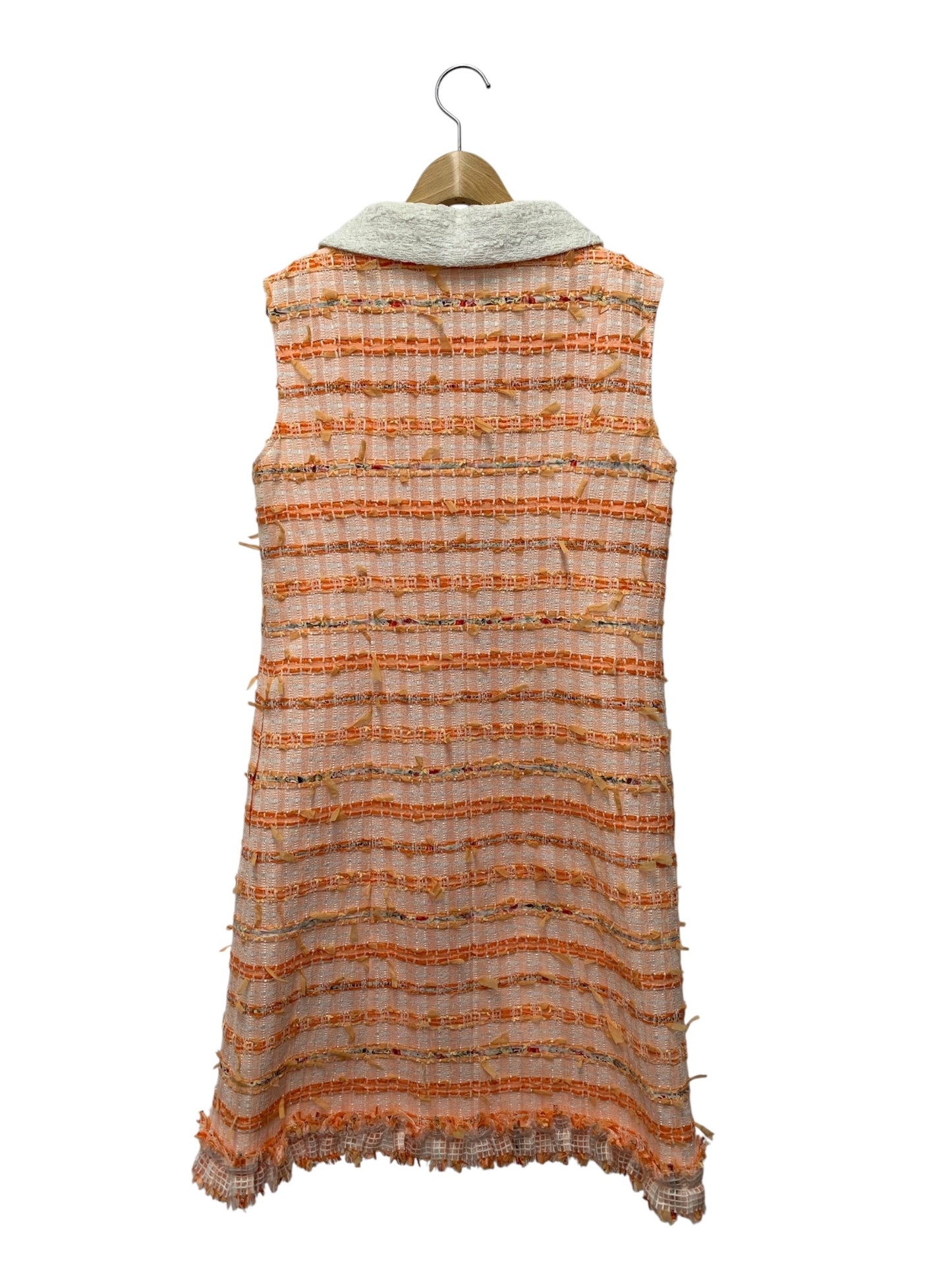 ルネ 6026978 ワンピース 36 オレンジ マリアケント社製ツイード フェイクパール IT8DKDFSSHA0