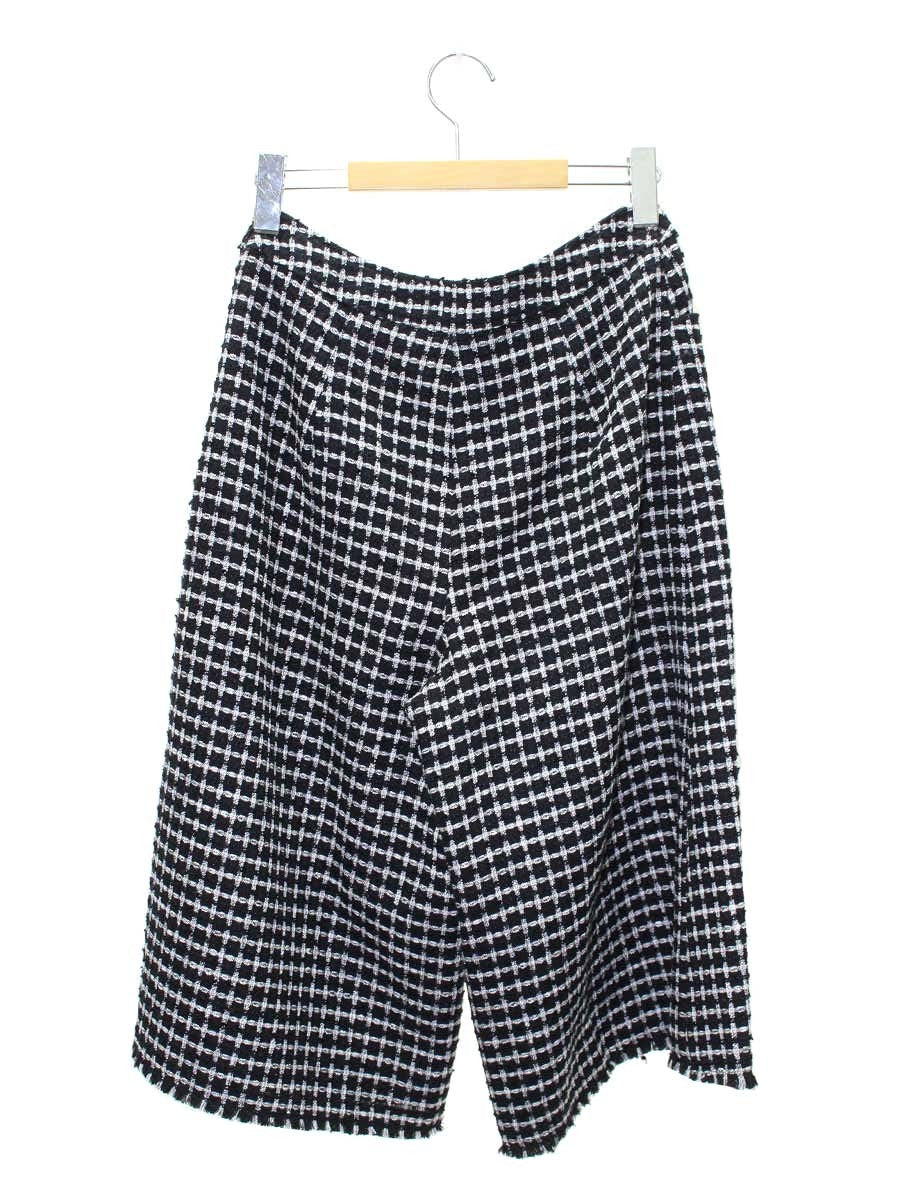 エムズグレイシー 216308 パンツ 38 ブラック/ホワイト サマーツィ—ド キュロット ITENXRB8RVGG