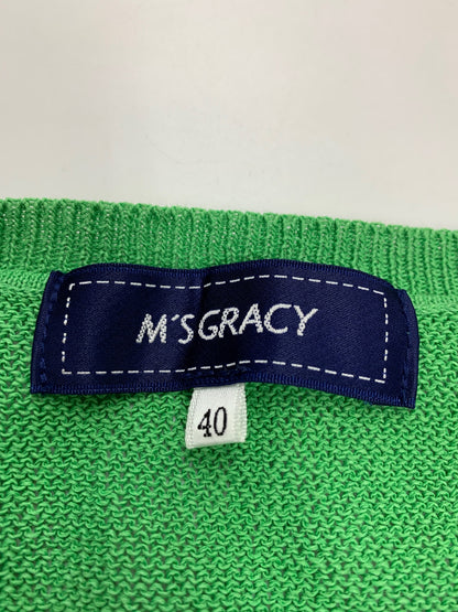 エムズグレイシー 318314 カーディガン 40 グリーン カメリアジップ ハート刺繍 ITL2YIEEMP7K