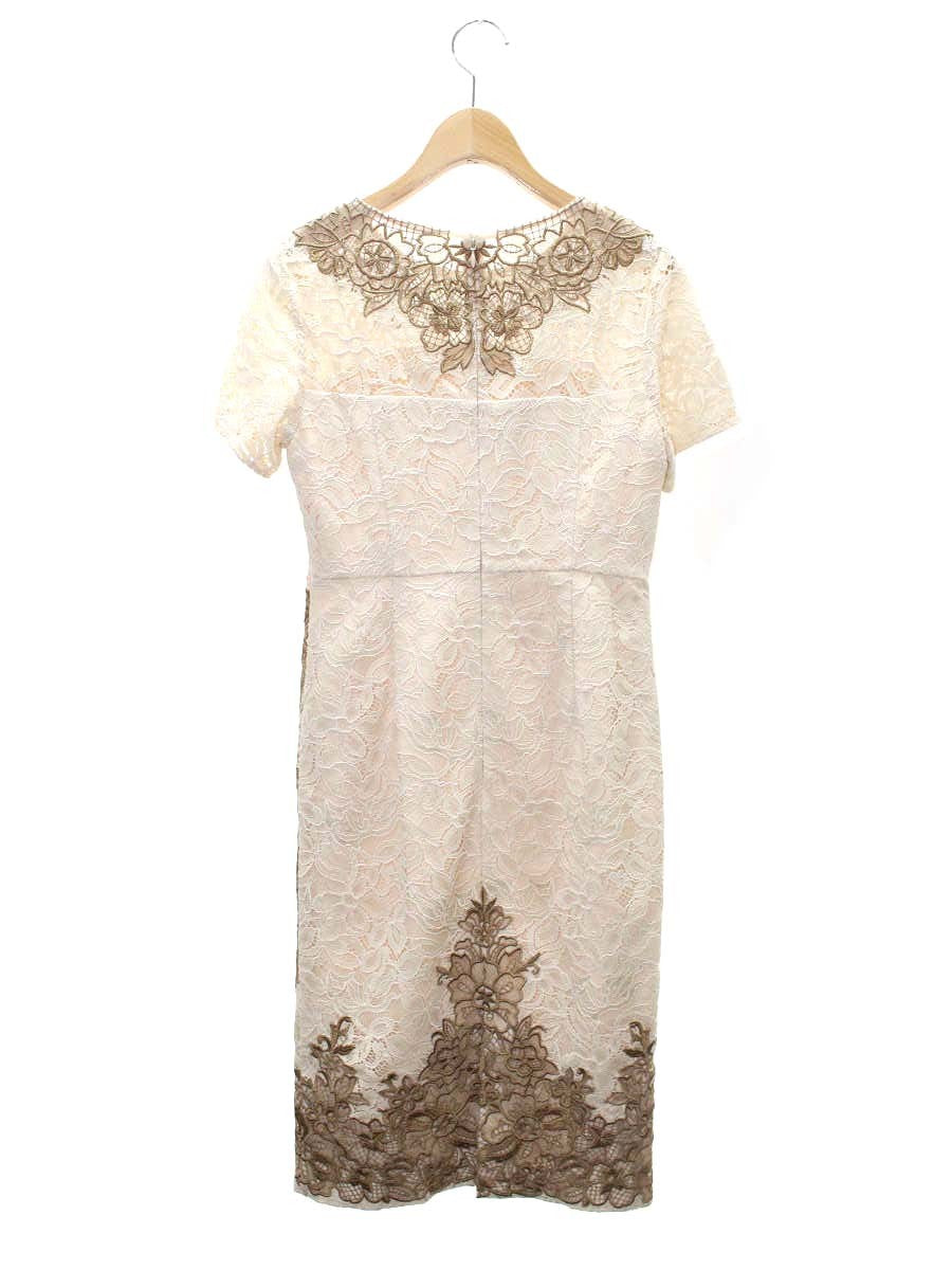 グレースコンチネンタル フラワーフレームタイトドレス 0122235217 36 ベージュ/ブラウン ITZ9VK1MPIF6